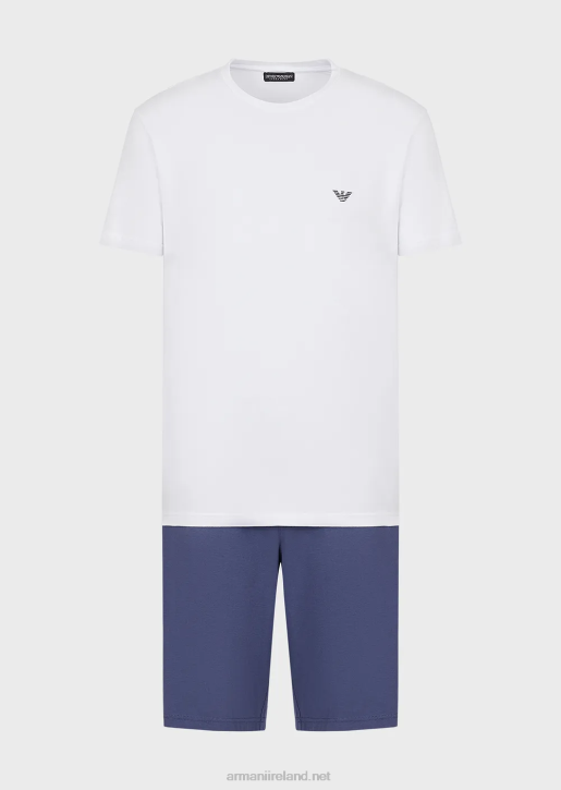 Men 086V1807 Short Pyjamas With Endurance Logo Armani White