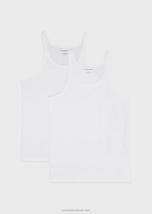 Men 086V1821 Two-Pack Of Pure Cotton Vests Armani White