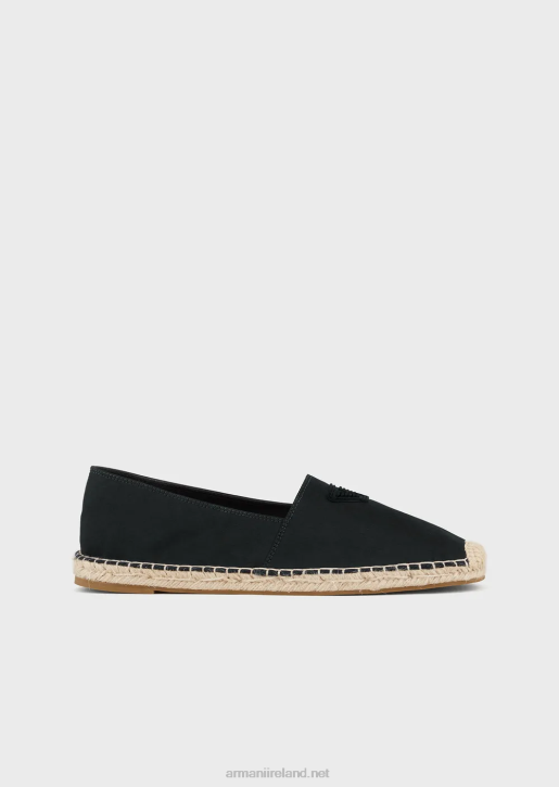 Men 086V1009 Canvas Espadrilles With Eagle Patch Armani Black