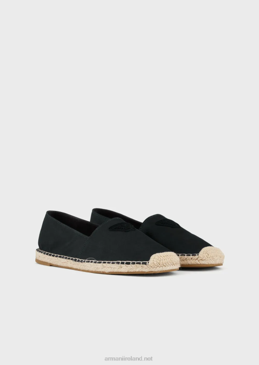 Men 086V1009 Canvas Espadrilles With Eagle Patch Armani Black