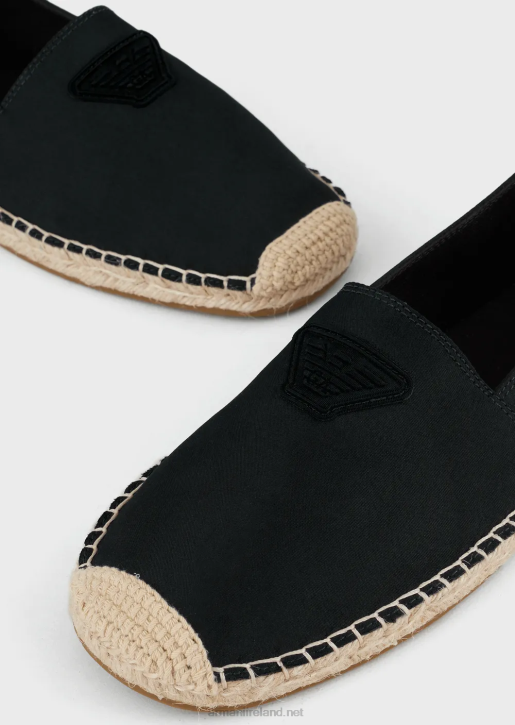 Men 086V1009 Canvas Espadrilles With Eagle Patch Armani Black