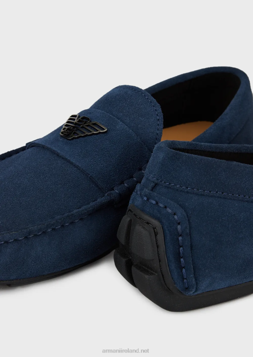 Men 086V1833 Suede Driving Loafers With Logo Armani