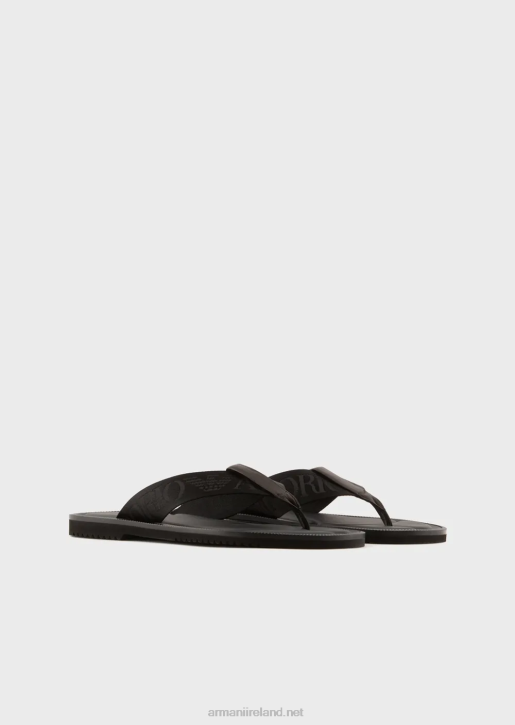 Men 086V1853 Logo Tape Thong Sandals Armani Black