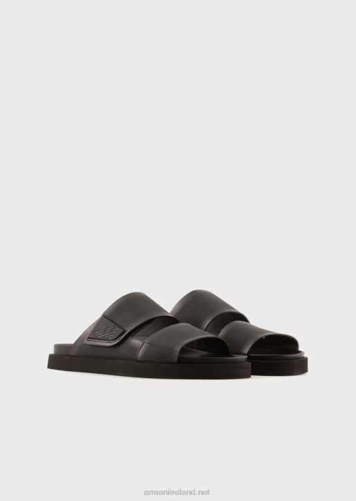 Men 086V1855 Gradient Rubber Strap Sandals Armani Black