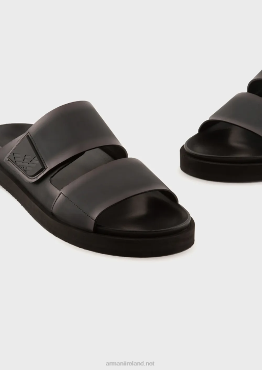 Men 086V1855 Gradient Rubber Strap Sandals Armani Black