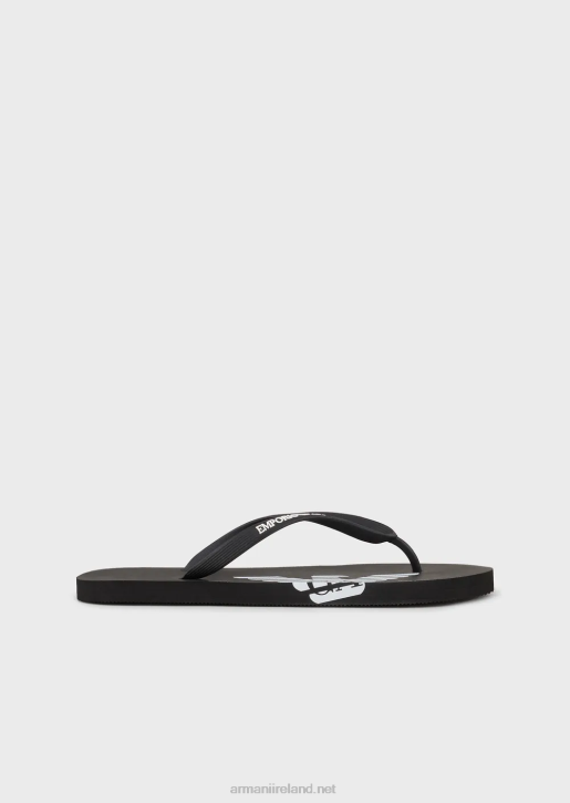 Men 086V1857 Rubber Flip-Flops With Logo Armani Black