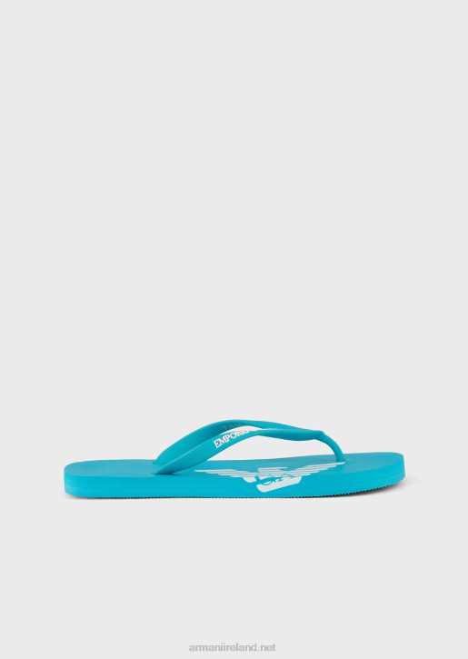 Men 086V1858 Rubber Flip-Flops With Logo Armani Azure