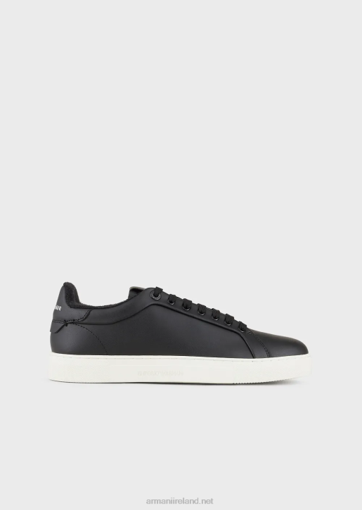 Men 086V1913 Soft Leather Sneakers Armani Black