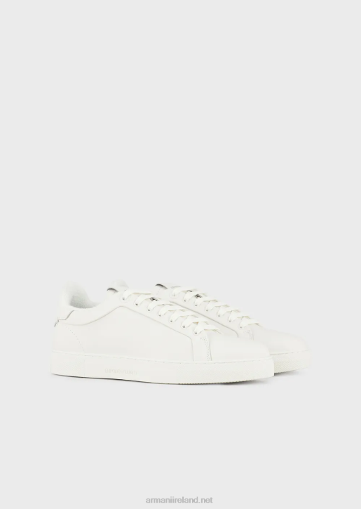 Men 086V1914 Soft Leather Sneakers Armani White