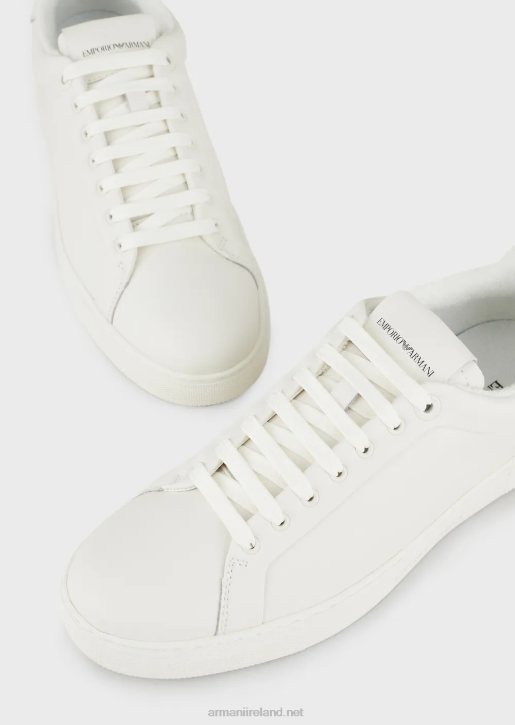 Men 086V1914 Soft Leather Sneakers Armani White