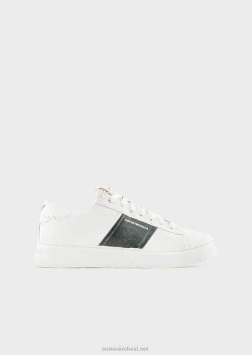 Men 086V1916 Leather Sneakers With Contrasting Detail Armani White