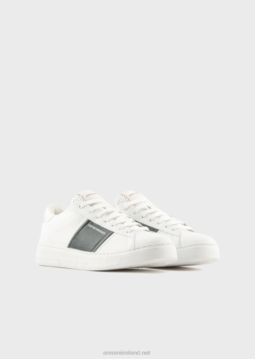 Men 086V1916 Leather Sneakers With Contrasting Detail Armani White