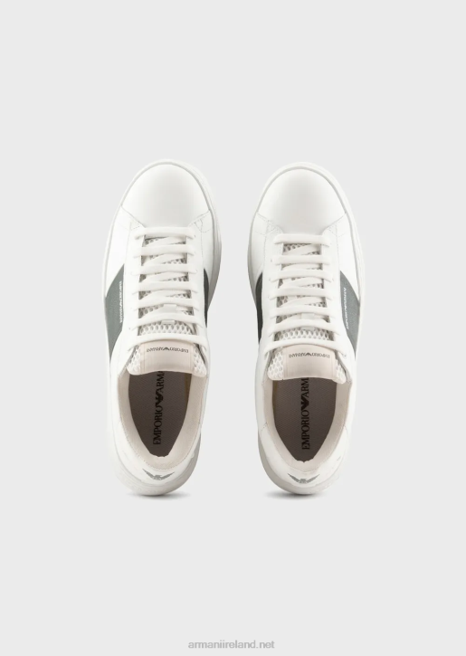 Men 086V1916 Leather Sneakers With Contrasting Detail Armani White