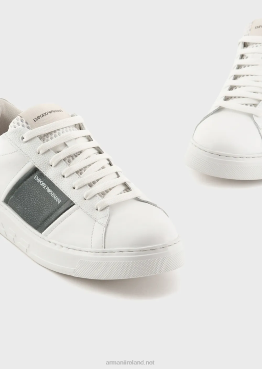 Men 086V1916 Leather Sneakers With Contrasting Detail Armani White