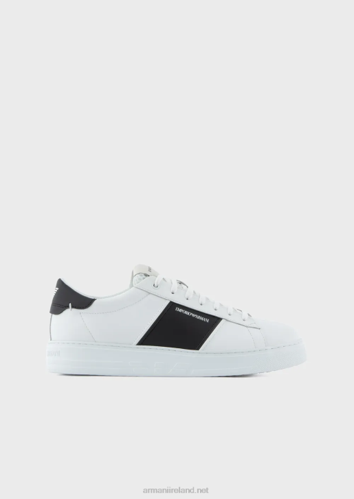 Men 086V1917 Leather Sneakers With Rubber Details Armani White