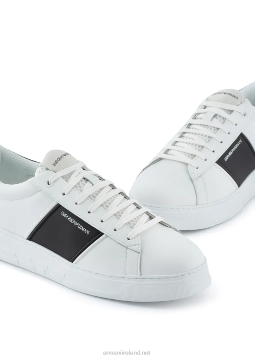 Men 086V1917 Leather Sneakers With Rubber Details Armani White