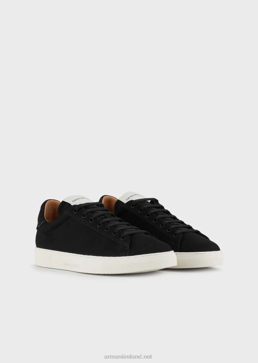Men 086V1929 Nubuck Sneakers With Back Logo Armani Black