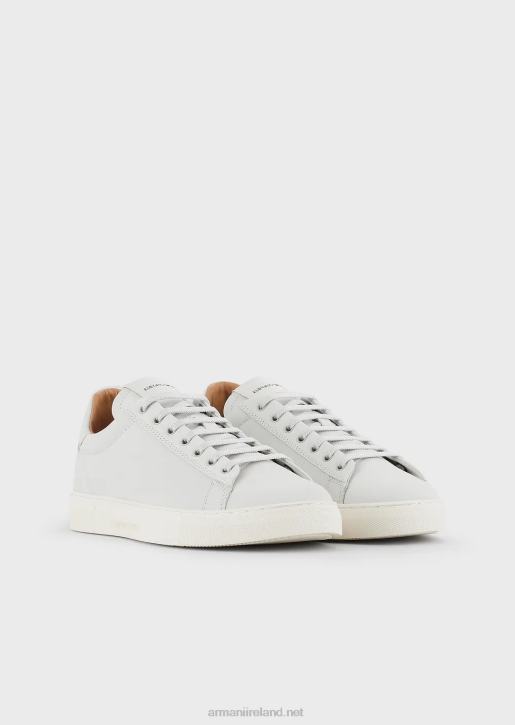 Men 086V1930 Nubuck Sneakers With Back Logo Armani White