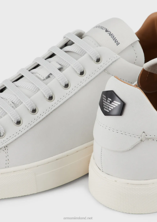 Men 086V1930 Nubuck Sneakers With Back Logo Armani White