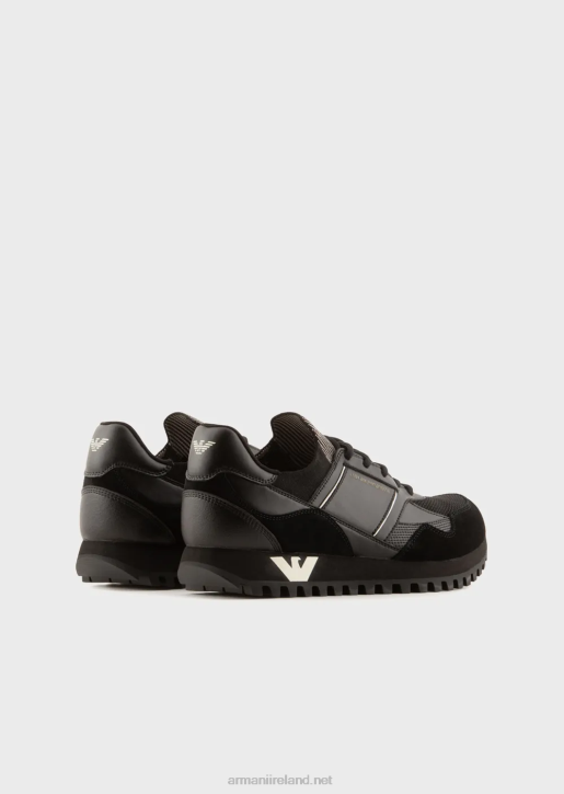 Men 086V1940 Suede And Mesh Sneakers Armani Black