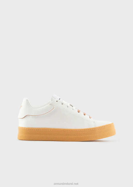 Men 086V1944 Sustainable Collection Recycled-Leather Sneakers Armani White