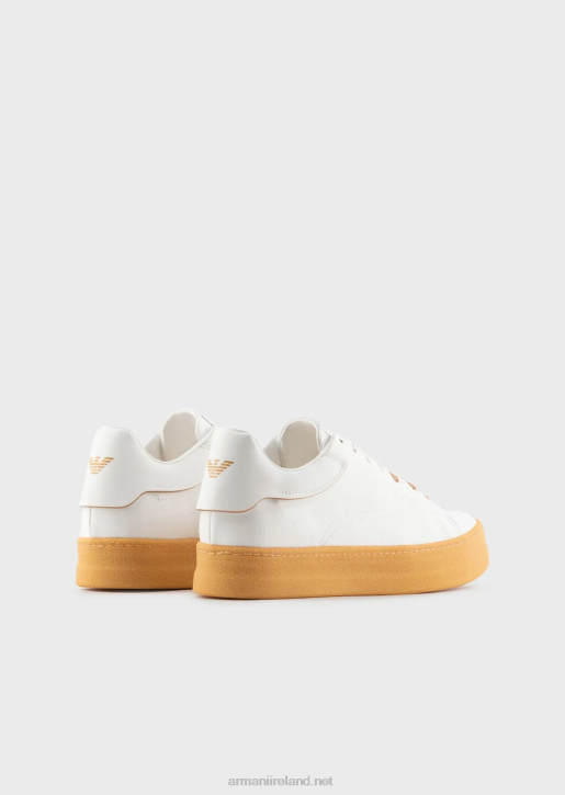 Men 086V1944 Sustainable Collection Recycled-Leather Sneakers Armani White