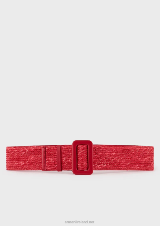 Women 086V762 High-Waisted Straw Belt Armani Red