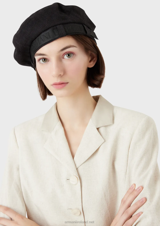 Women 086V771 Ramie Beret With Logo Band Armani