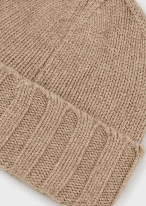 Women 086V779 Ribbed Cashmere Beanie Armani Beige