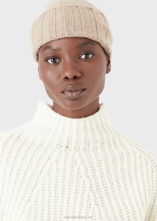 Women 086V779 Ribbed Cashmere Beanie Armani Beige