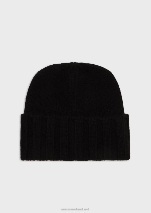 Women 086V780 Ribbed Cashmere Beanie Armani Black