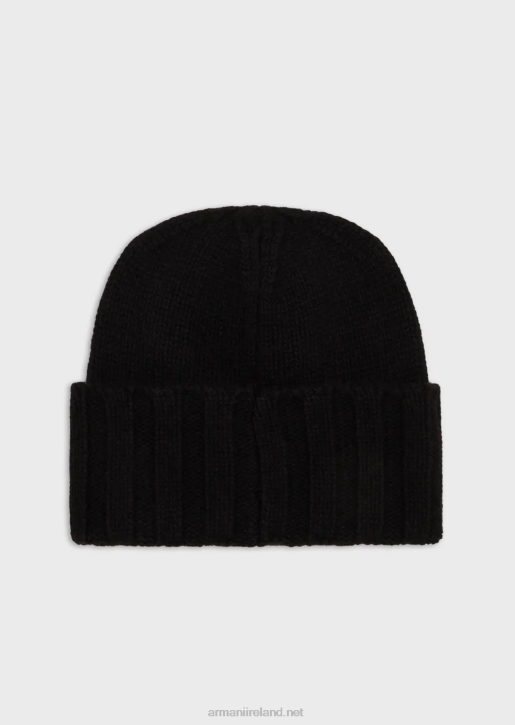 Women 086V780 Ribbed Cashmere Beanie Armani Black