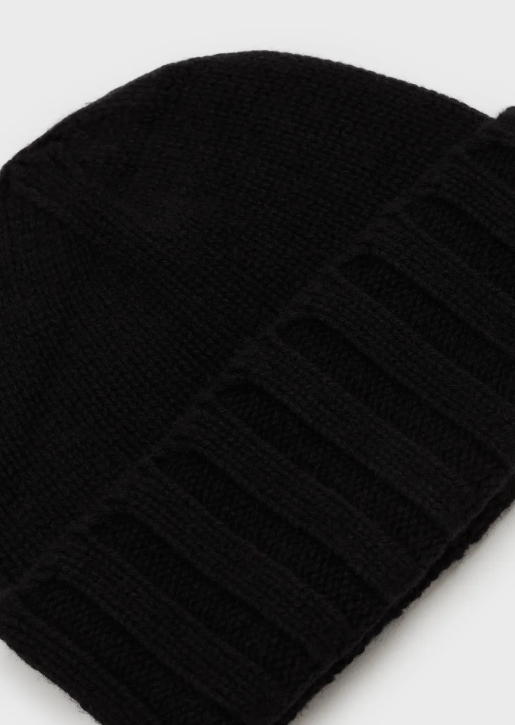 Women 086V780 Ribbed Cashmere Beanie Armani Black