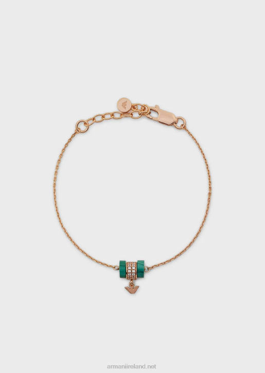 Women 086V833 Green Malachite Components Bracelet Armani Rose Gold