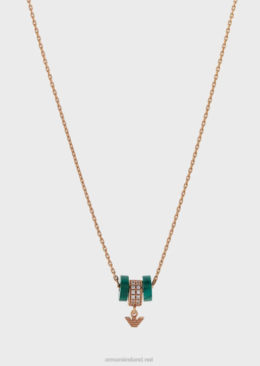 Women 086V834 Green Malachite Components Necklace Armani Rose Gold