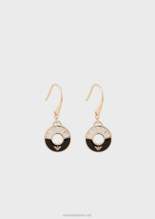 Women 086V839 Black Onyx Drop Earrings Armani Rose Gold