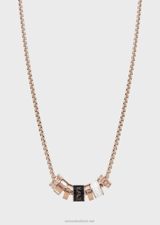 Women 086V844 Black Lacquer Components Necklace Armani Rose Gold