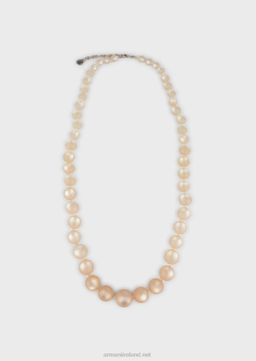 Women 086V859 Long Necklace With Pearl-Effect Spheres Armani