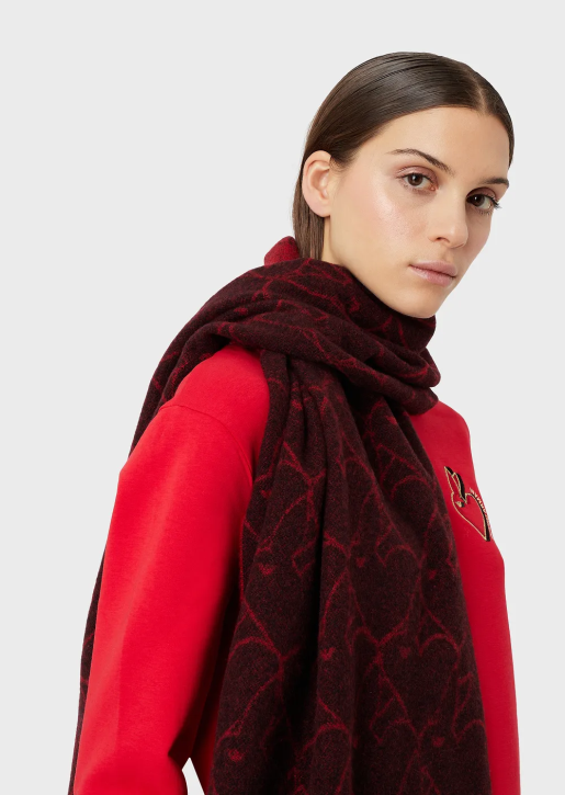 Women 086V871 Rabbit Jacquard Cashmere Scarf Armani