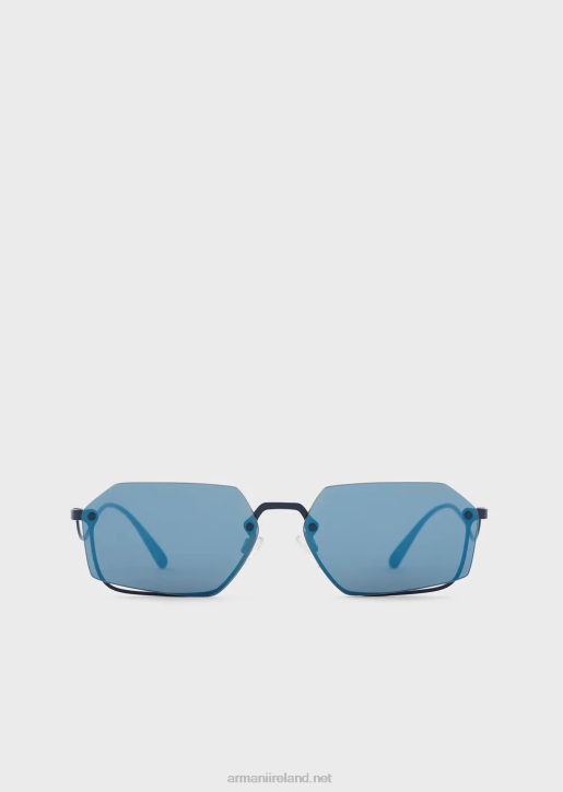 Women 086V945 Rectangular Sunglasses Armani Blue