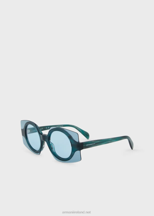 Women 086V981 Square Sunglasses Armani Blue