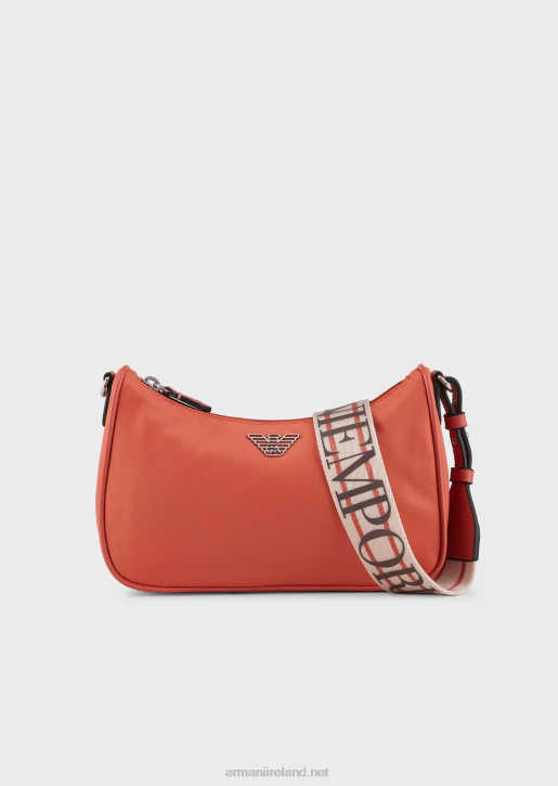 Women 086V590 Travel Essentials Recycled-Nylon Baguette Bag Armani Orange