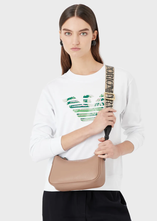Women 086V595 Baguette Bag With Deer Print Armani Camel