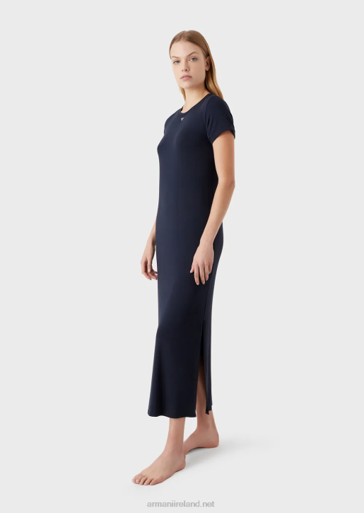 Women 086V15 Stretch-Viscose Beach Long Dress Armani Navy Blue