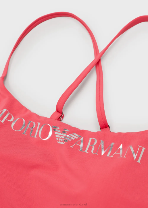 Women 086V8 Recycled Nylon Swimsuit With Logo Armani Pink