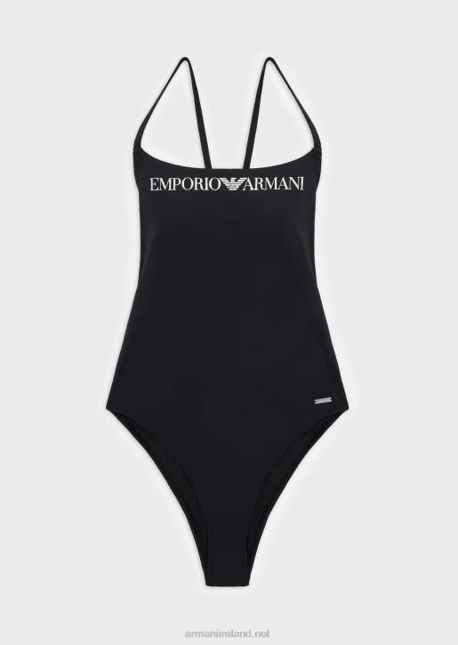 Women 086V9 Recycled Nylon Swimsuit With Logo Armani Black