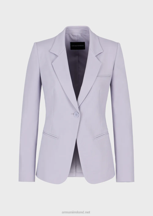 Women 086V32 Single-Breasted Jacket In Stretch Couture Cotton Armani