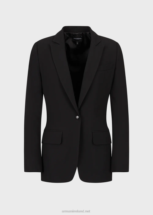 Women 086V33 Single-Breasted Jacket In Stretch Viscose Armani Black