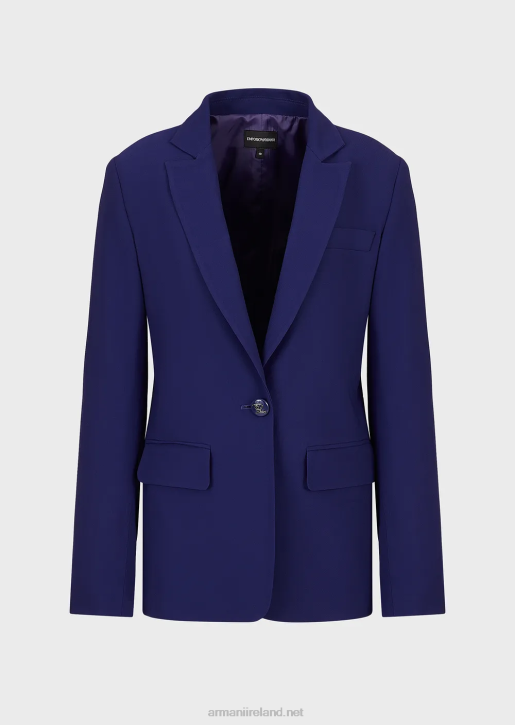 Women 086V34 Single-Breasted Jacket In Stretch Viscose Armani Purple