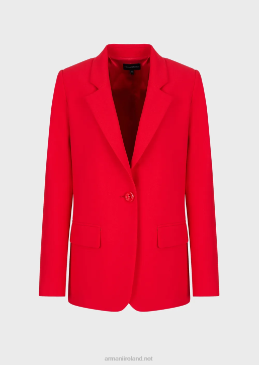 Women 086V35 Single-Breasted Blazer With Lapels Armani Red